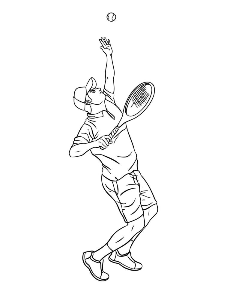 Tennis Isolated Coloring Page for Kids vector