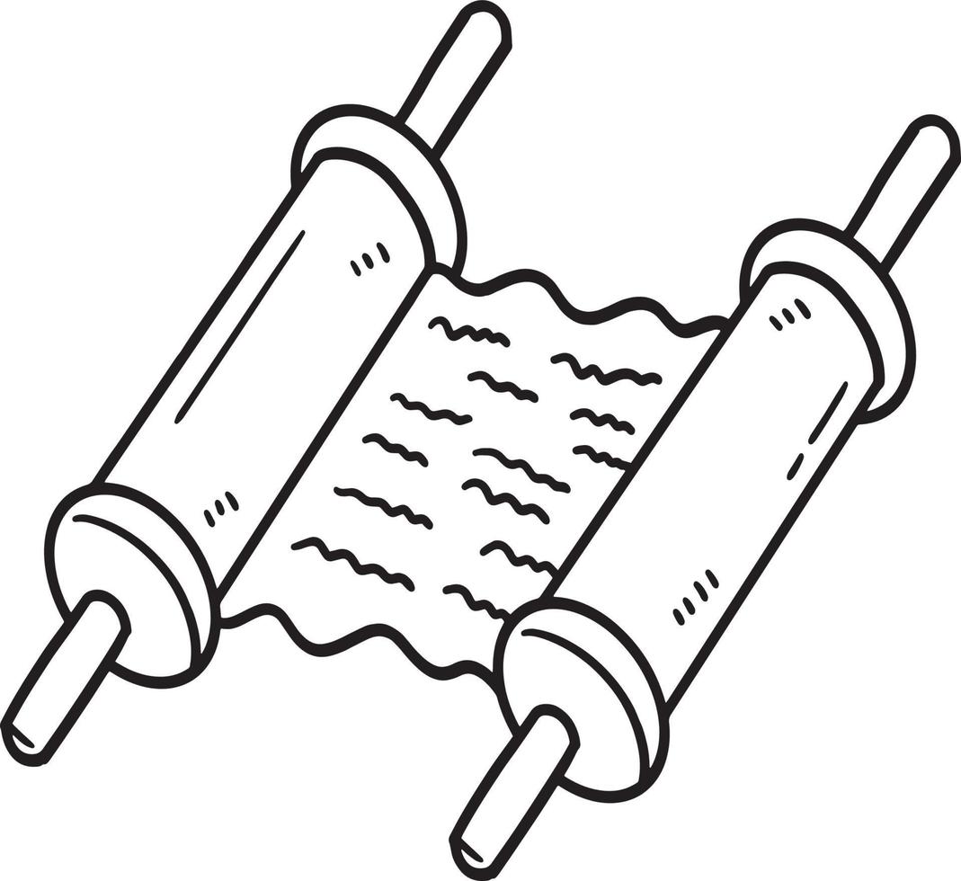 Hanukkah Torah Scroll Isolated Coloring Page vector