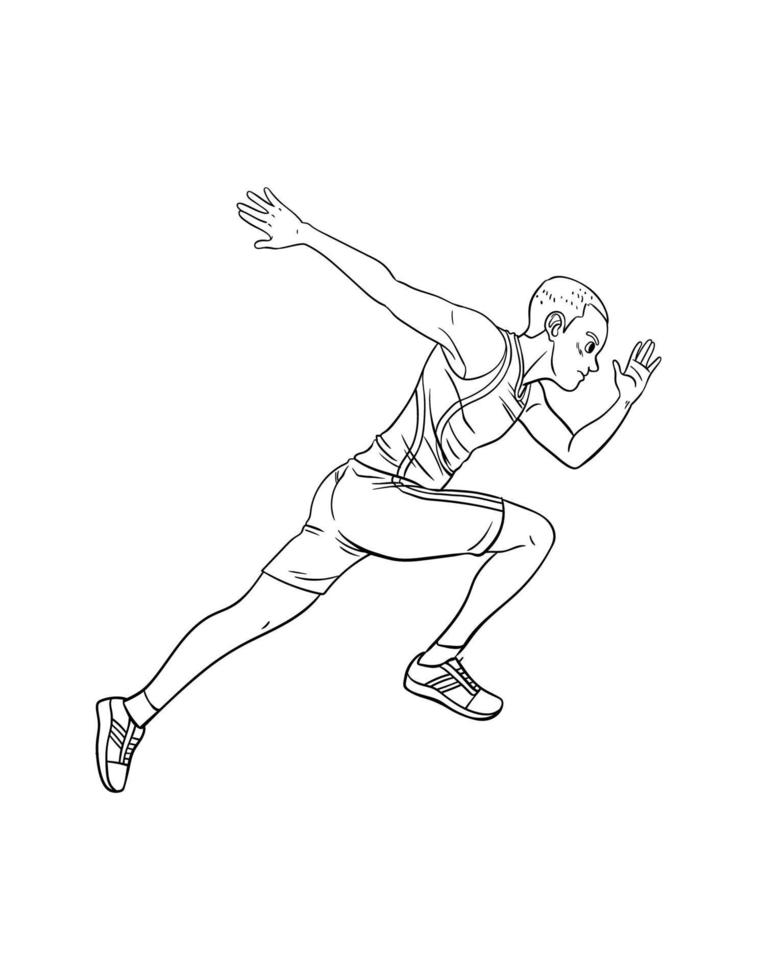 Sprinting Isolated Coloring Page for Kids vector