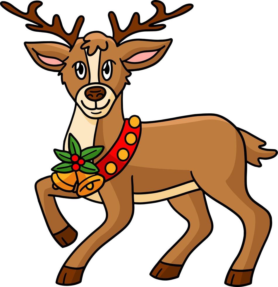 Christmas Reindeer Cartoon Colored Clipart vector