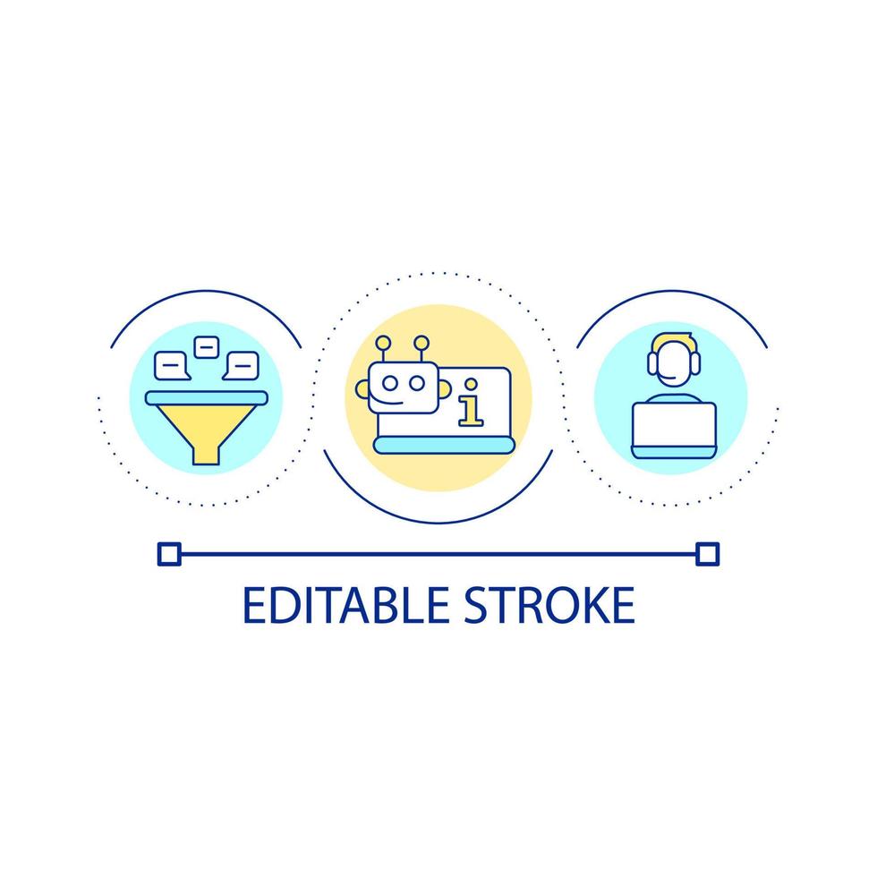 Automation and customer service loop concept icon. Chatbot and call center operator. Client support abstract idea thin line illustration. Isolated outline drawing. Editable stroke. vector