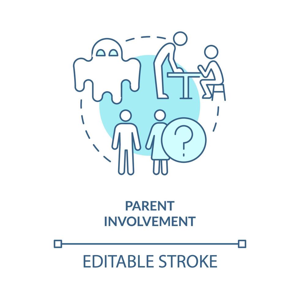 Parent involvement turquoise concept icon. Process interference. Problem in schools abstract idea thin line illustration. Isolated outline drawing. Editable stroke. vector