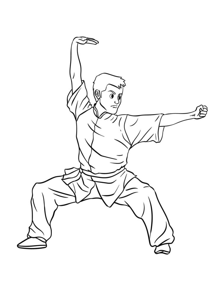kung fu aislado página para colorear para niños vector