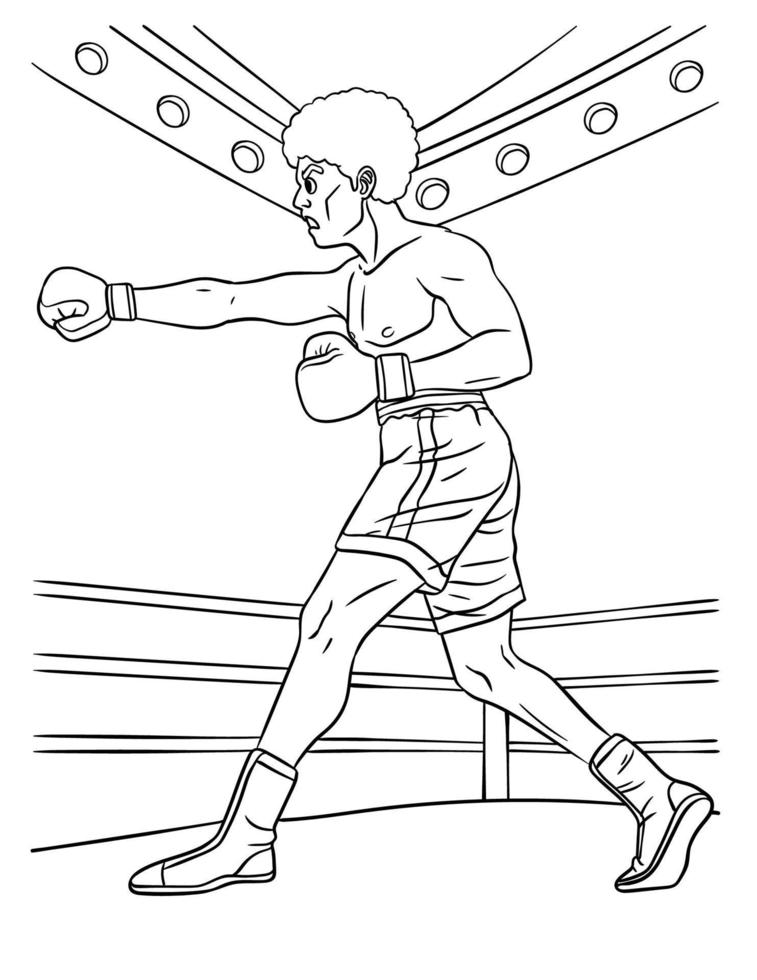 dibujo para colorear de boxeo para niños vector