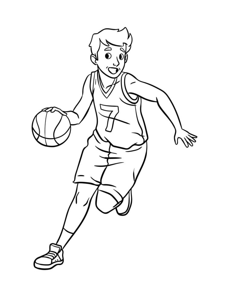 Basketball Isolated Coloring Page - Basketball Isolated Coloring Page For Kids Free Vector