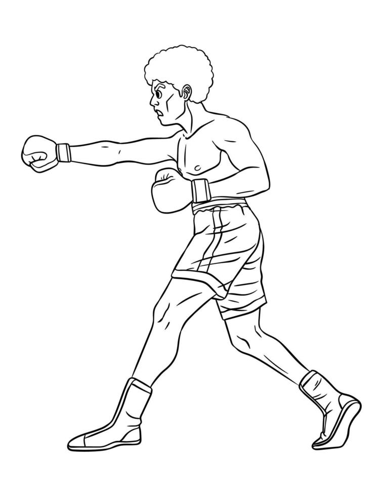 Boxing Isolated Coloring Page for Kids vector