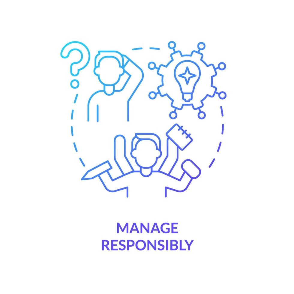 Manage responsibly blue gradient concept icon. Multitasking. Addressing covid impact on logistics abstract idea thin line illustration. Isolated outline drawing. vector