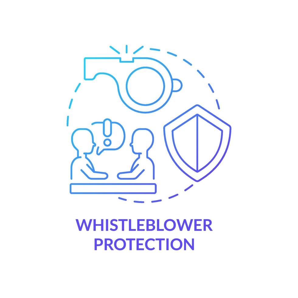 Whistleblower protection blue gradient concept icon. Ethical behavior in workplace abstract idea thin line illustration. Anti corruption. Isolated outline drawing. vector