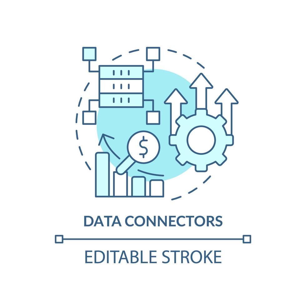 Data connectors turquoise concept icon. Sales tool abstract idea thin