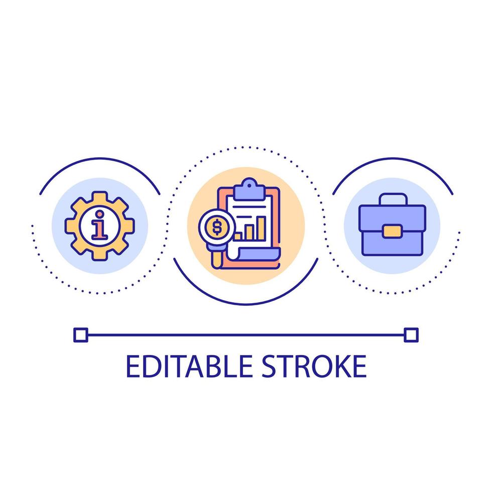 Financial audit loop concept icon. Managing business cash flow abstract idea thin line illustration. Accountability. Financial transactions. Isolated outline drawing. Editable stroke. vector