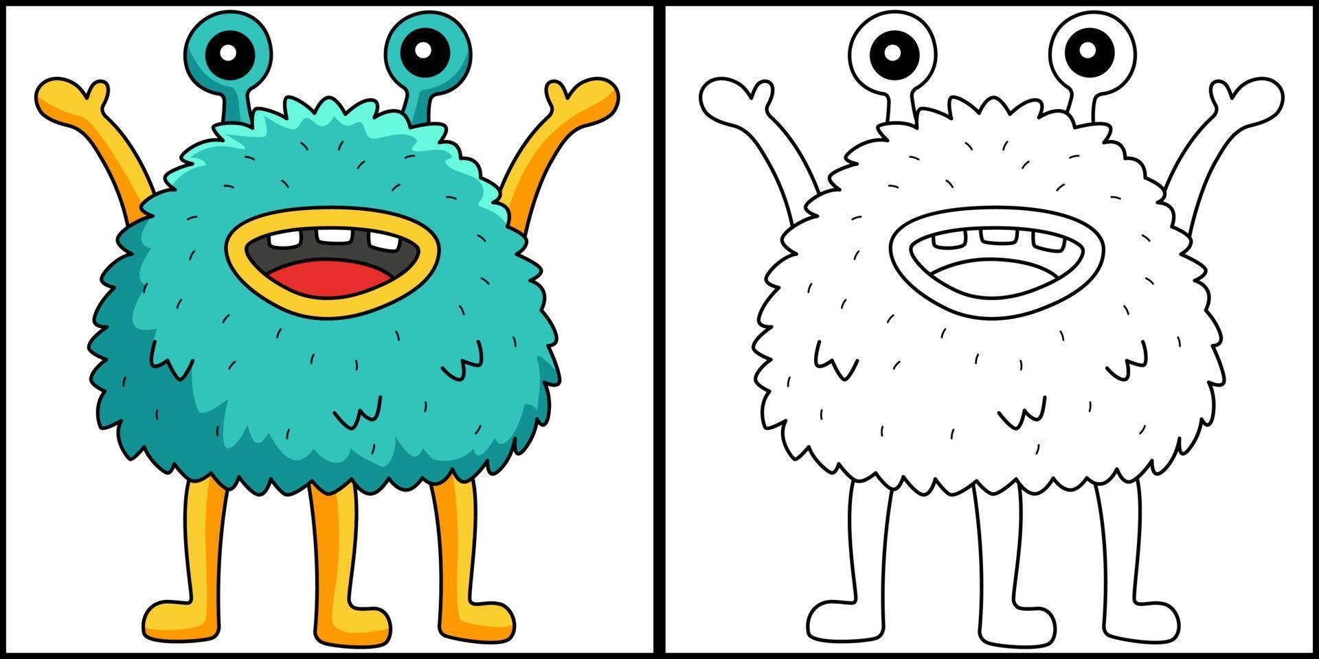 Talking Monster Coloring Page Colored Illustration vector