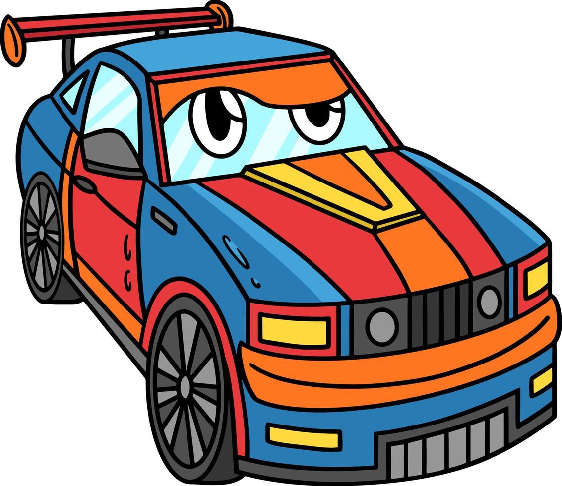 Racing Car with Face Vehicle Cartoon Clipart vector