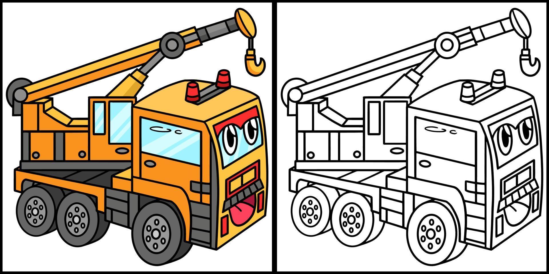 Crane with Face Vehicle Coloring Page Illustration vector