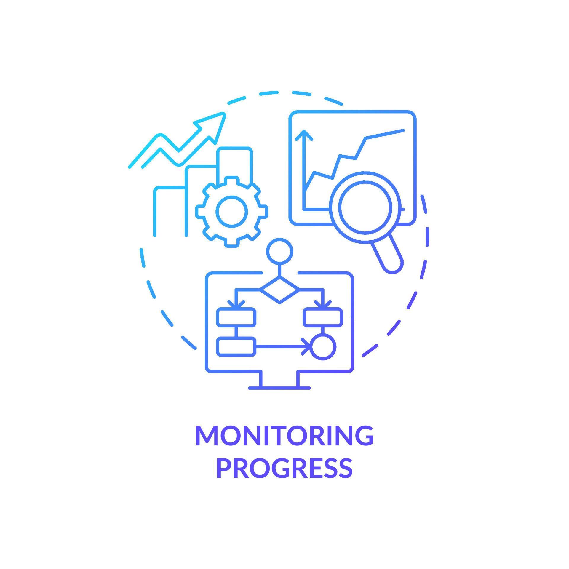 Monitoring progress blue gradient concept icon. Business analytics task