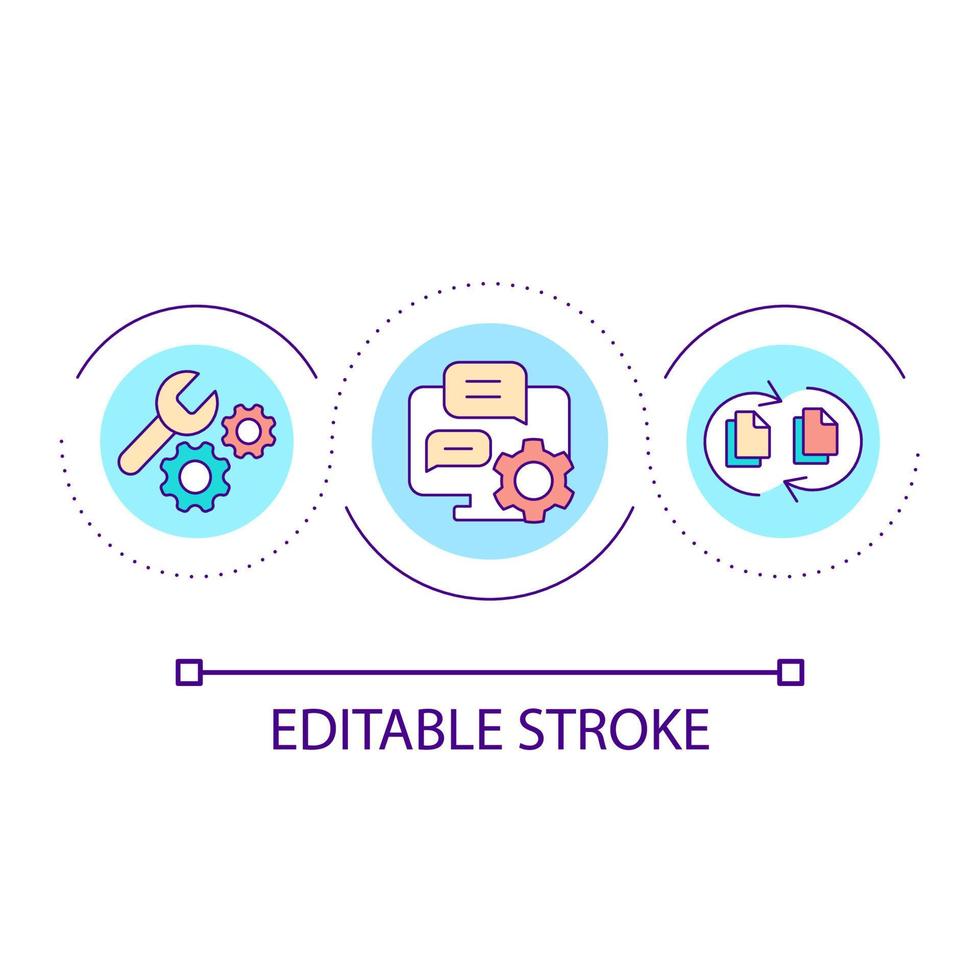 Communication technology loop concept icon. Online connection. Electronic equipment setup. Computing abstract idea thin line illustration. Isolated outline drawing. Editable stroke. vector