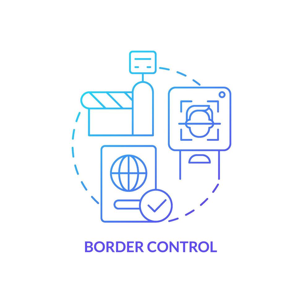 Border control blue gradient concept icon. Biometric technology application abstract idea thin line illustration. Security checkpoints. Isolated outline drawing. vector