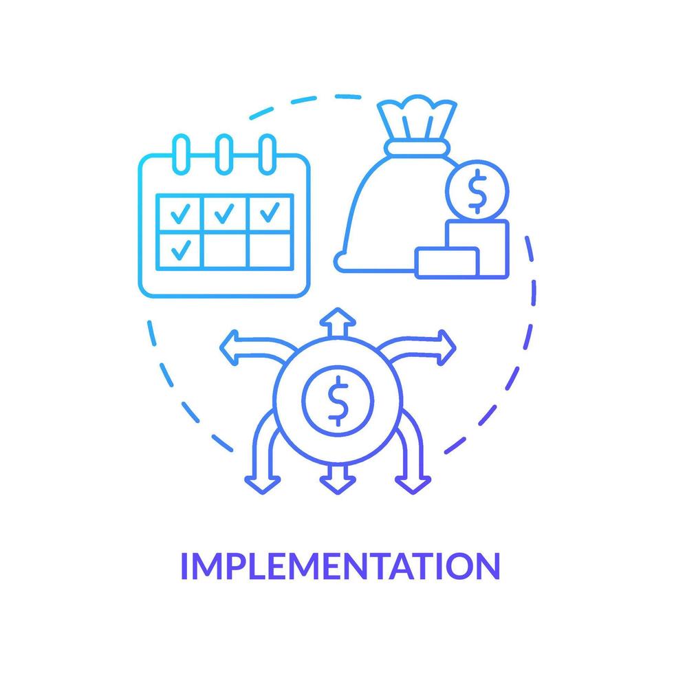 Implementation blue gradient concept icon. Amended financial plan. Government budgeting process abstract idea thin line illustration. Isolated outline drawing. vector