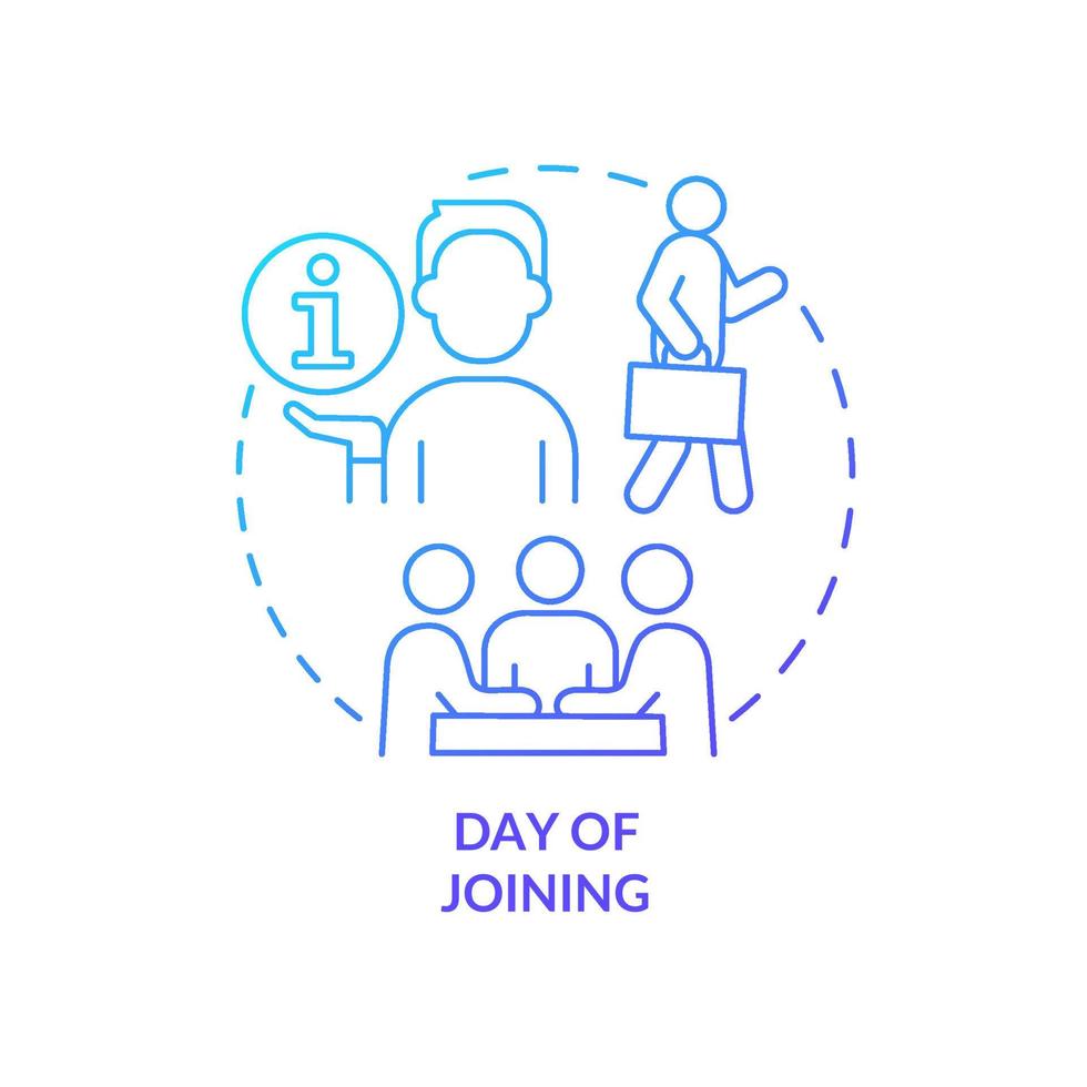 Day of joining blue gradient concept icon. Comfortable adaptation. Interview. Onboarding process abstract idea thin line illustration. Isolated outline drawing. vector