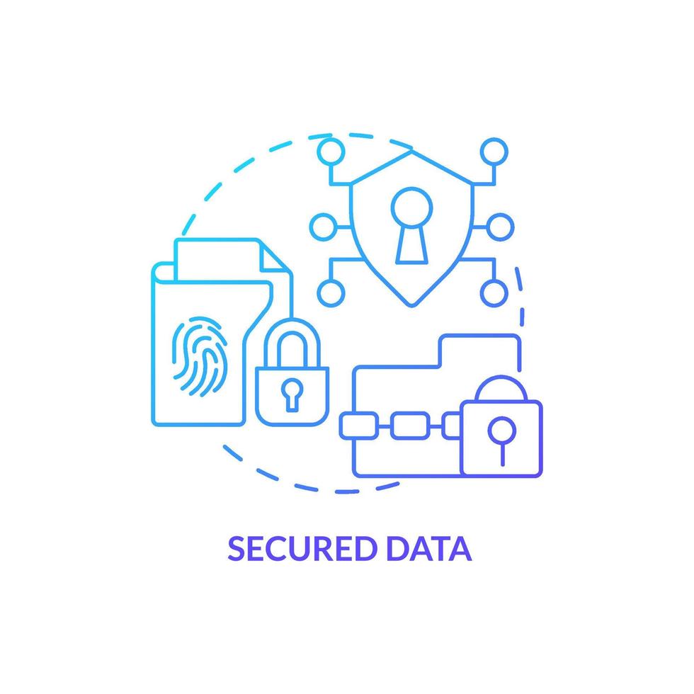Secured data blue gradient concept icon. Biometric authentication advantage abstract idea thin line illustration. Sensitive information. Isolated outline drawing. vector