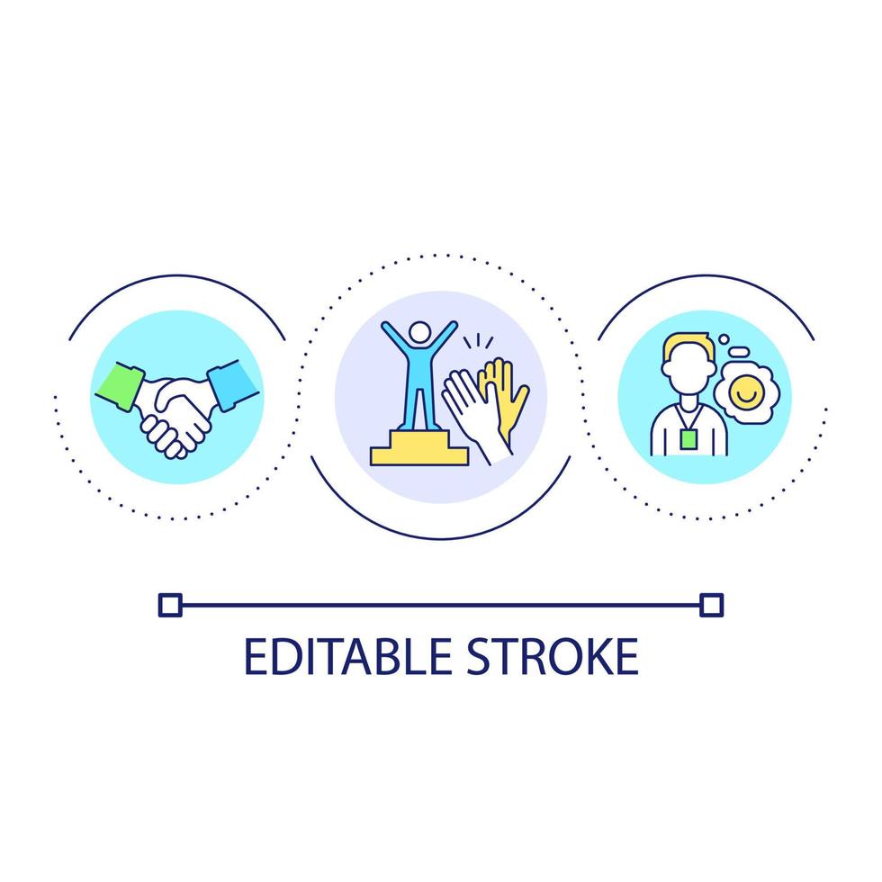 Employee support and motivation loop concept icon. Professional and personal growth. Career abstract idea thin line illustration. Isolated outline drawing. Editable stroke. vector