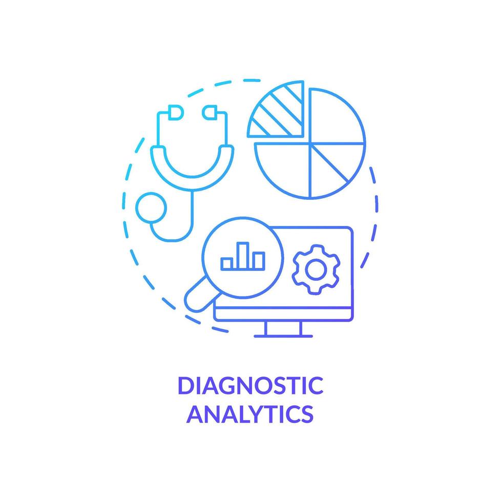 icono de concepto de gradiente azul de análisis de diagnóstico. tipo de análisis de datos comerciales idea abstracta ilustración de línea delgada. Análisis de raíz de la causa. dibujo de contorno aislado. vector