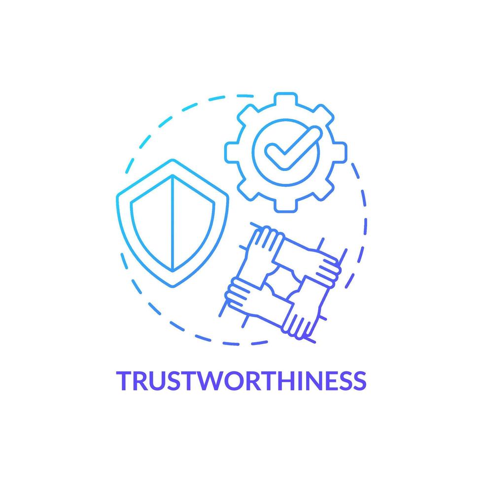 Trustworthiness blue gradient concept icon. Type of business ethics abstract idea thin line illustration. Teamwork and collaboration. Isolated outline drawing. vector