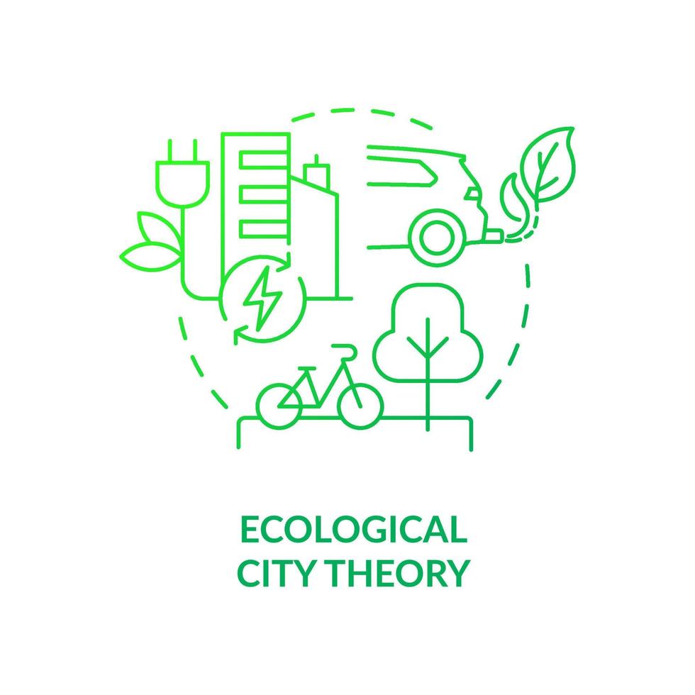 Ecological city theory green gradient concept icon. Sustainability in urban plan abstract idea thin line illustration. Ecocity. Renewable energy. Isolated outline drawing. vector