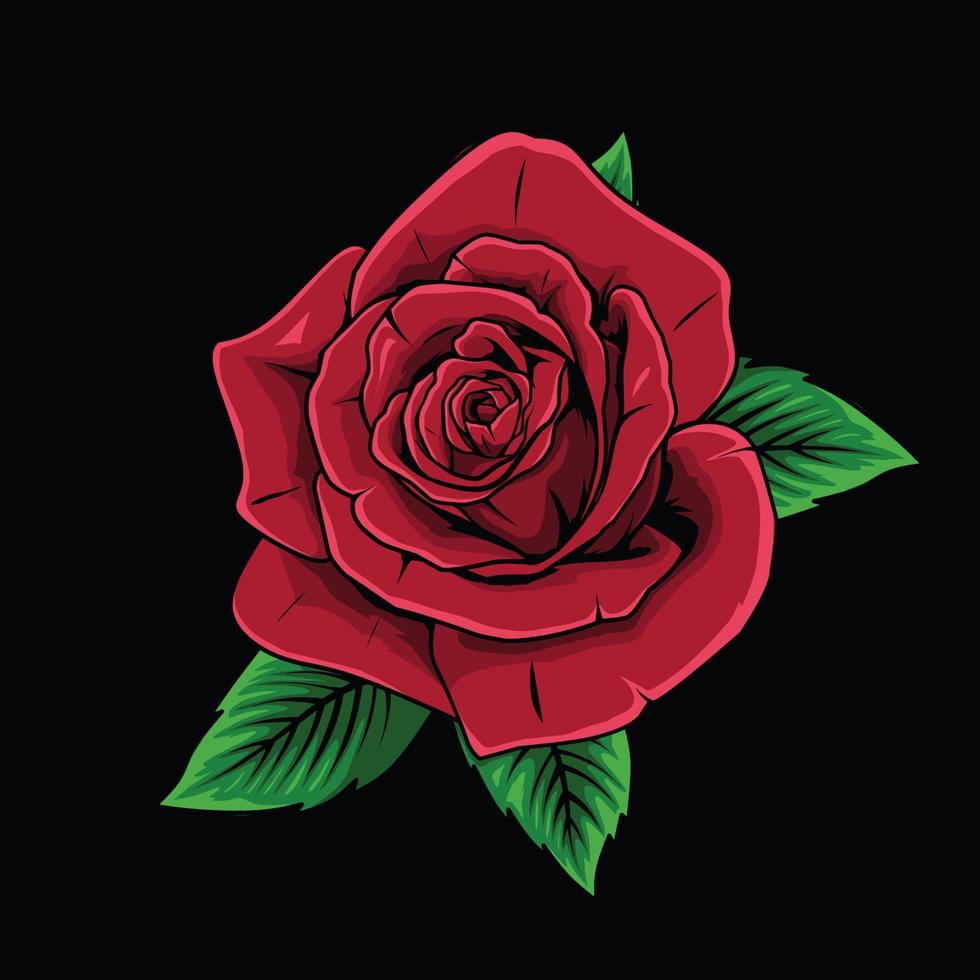 ilustración de rosa roja sobre un fondo negro vector