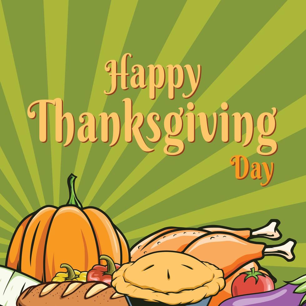 happy thanksgiving flyer design vector