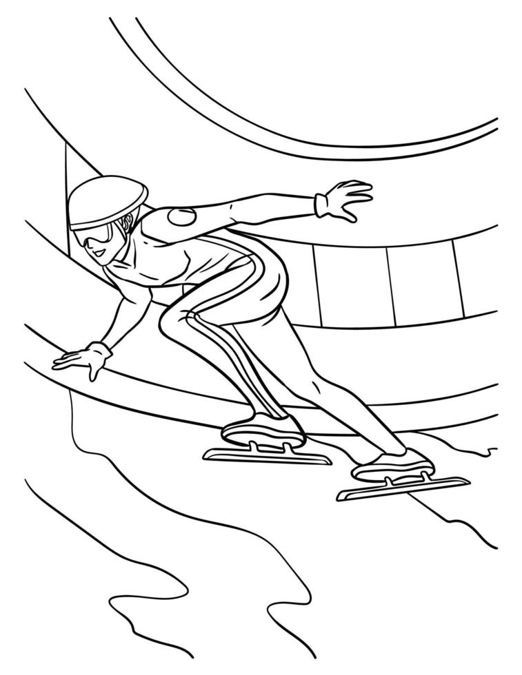 Speed Skating Coloring Page for Kids vector