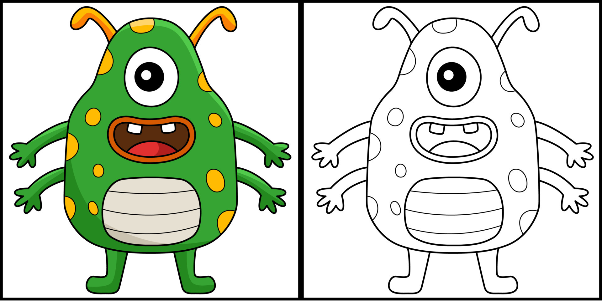 One-Eyed Monster Coloring Page Illustration