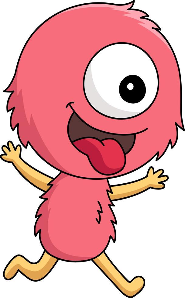 One Eyed Monster Cartoon Colored Clipart vector