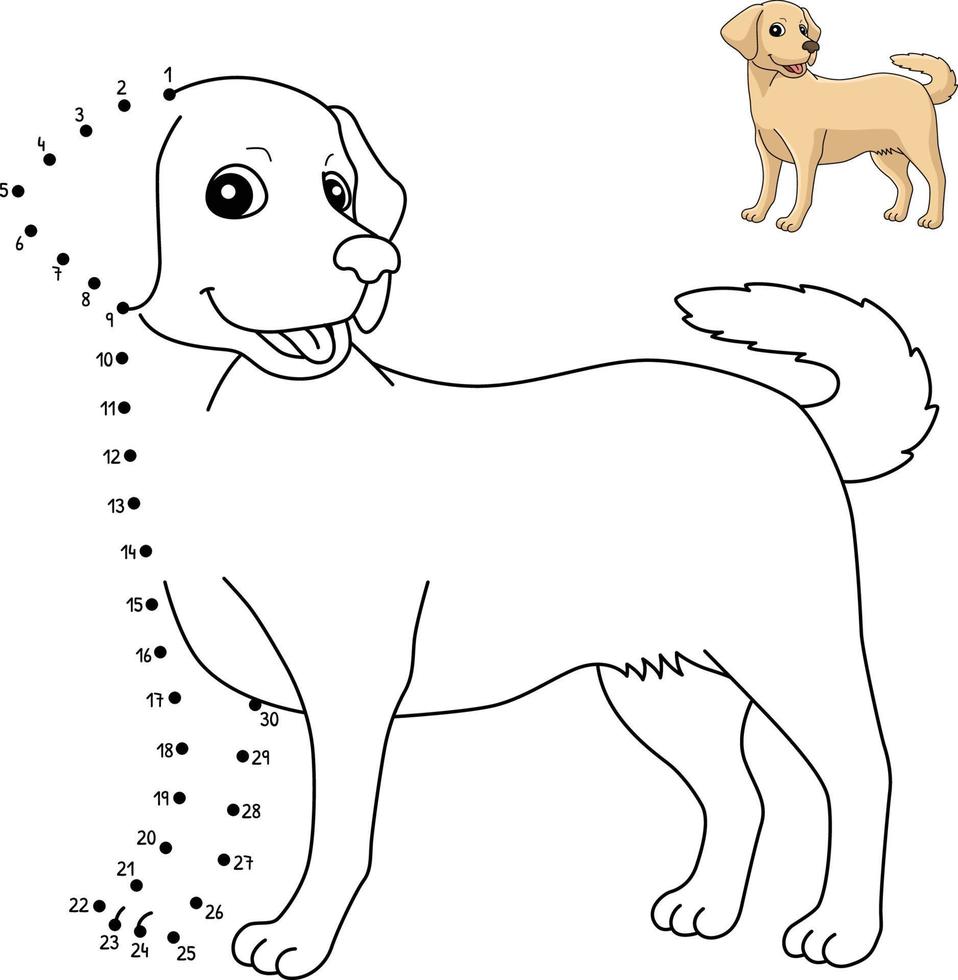 Dot to Dot Labrador Retriever Isolated Coloring vector