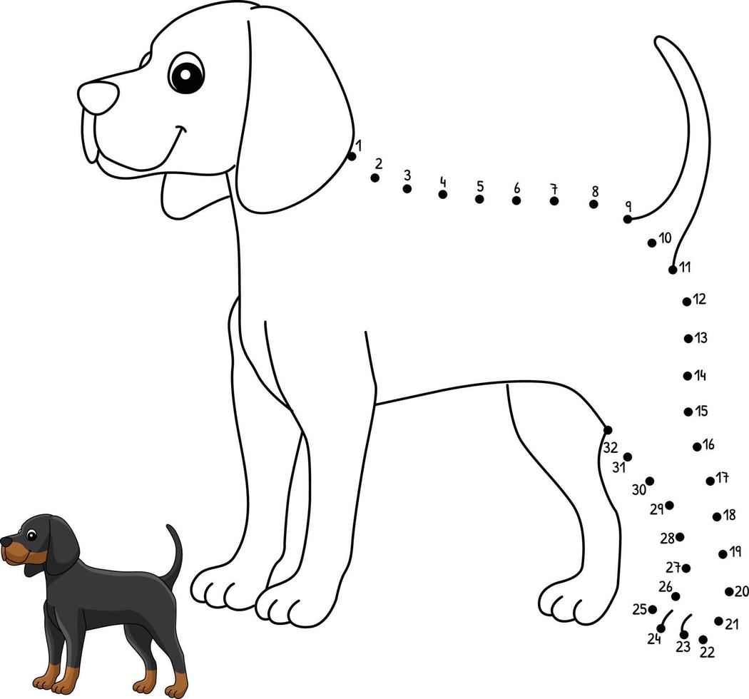 Dot to Dot Coonhound Dog Isolated Coloring Page vector