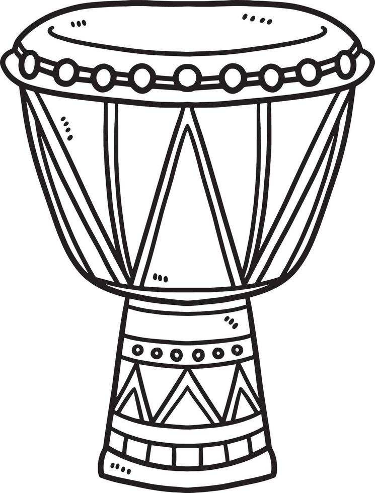 Kwanzaa Djembe Isolated Coloring Page for Kids vector