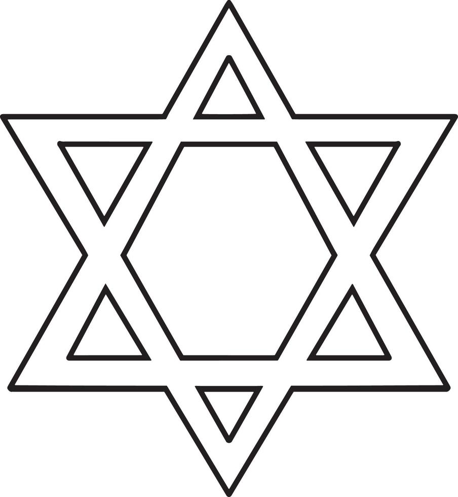 Hanukkah Star of David Isolated Coloring Page vector