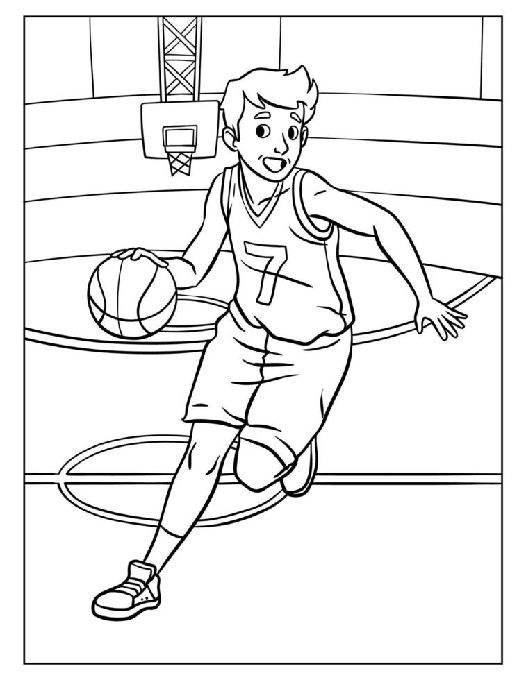 Basketball Coloring Page for Kids 11415991 Vector Art at Vecteezy
