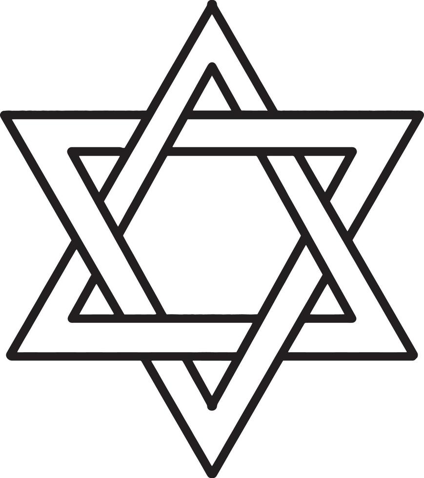 Hanukkah Star of David Isolated Coloring Page vector