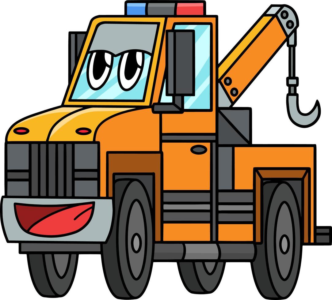 Tow Truck with Face Vehicle Cartoon Clipart vector