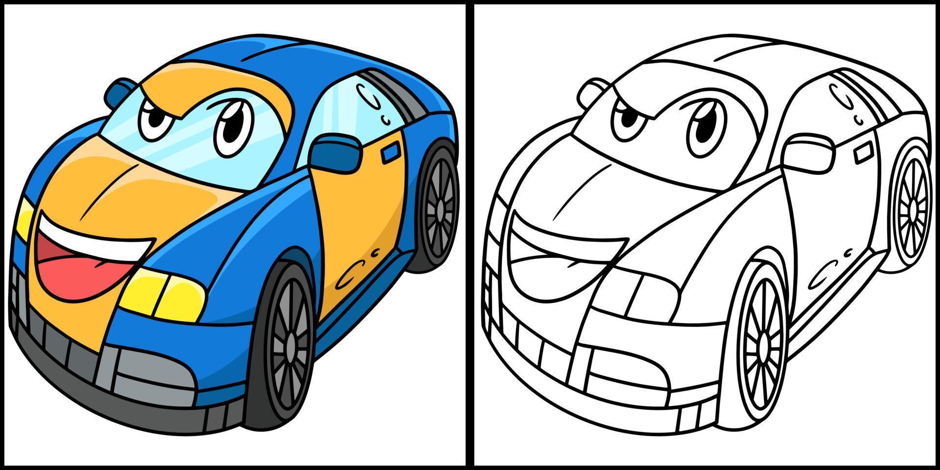 coche normal con vehículo de cara para colorear ilustración vector