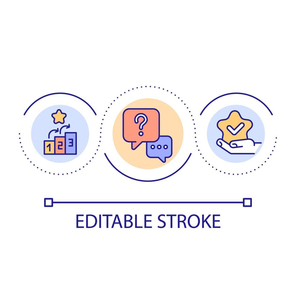 Achieving accomplishments loop concept icon. Professional, personal achievements abstract idea thin line illustration. Set goals effectively. Isolated outline drawing. Editable stroke. vector