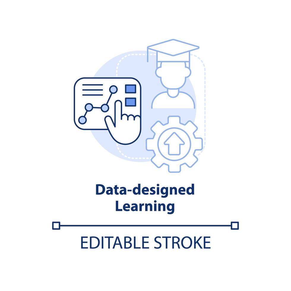 icono de concepto azul claro de aprendizaje diseñado por datos. tendencia en el desarrollo de habilidades idea abstracta ilustración de línea delgada. dibujo de contorno aislado. trazo editable. vector