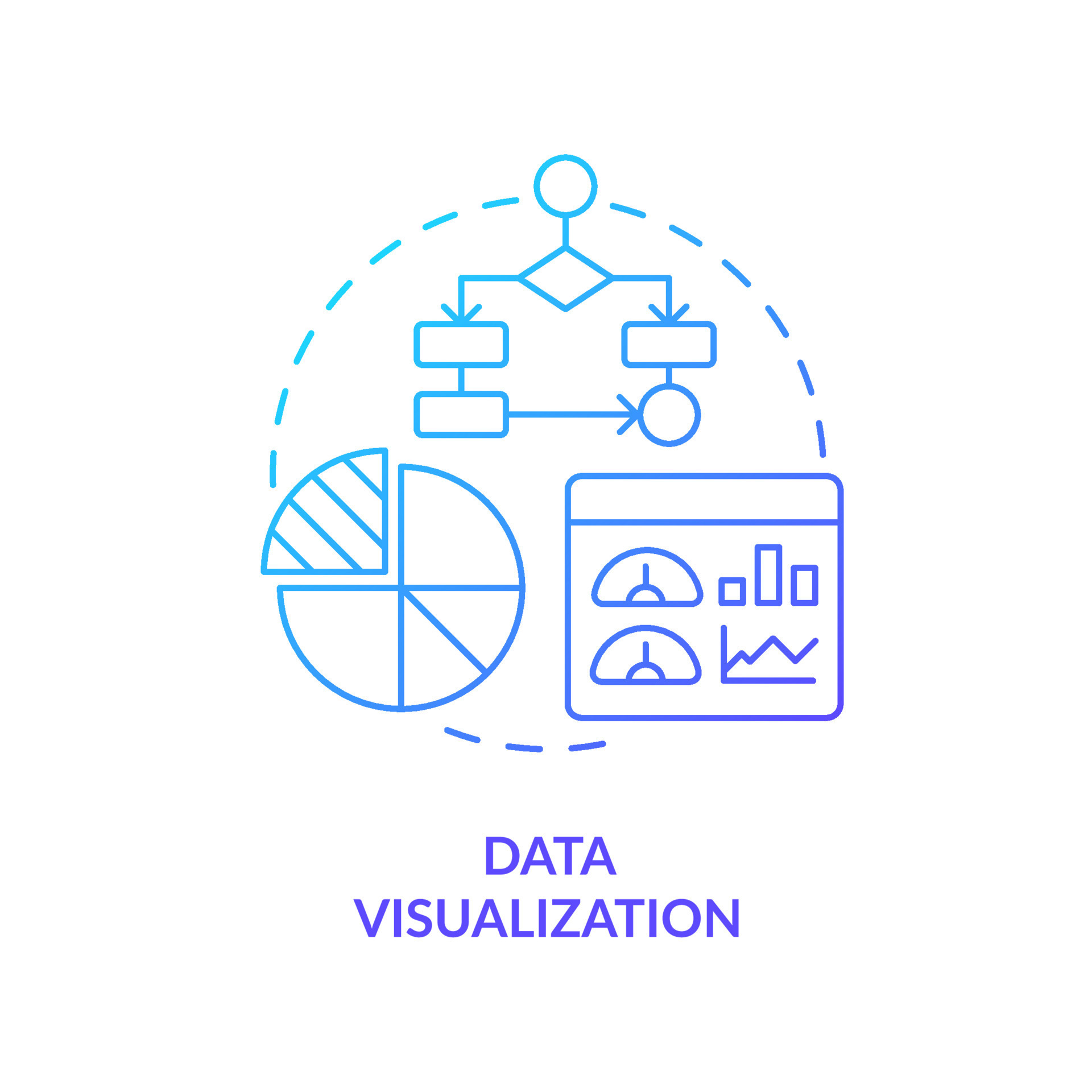 Data visualization blue gradient concept icon. Business intelligence ...