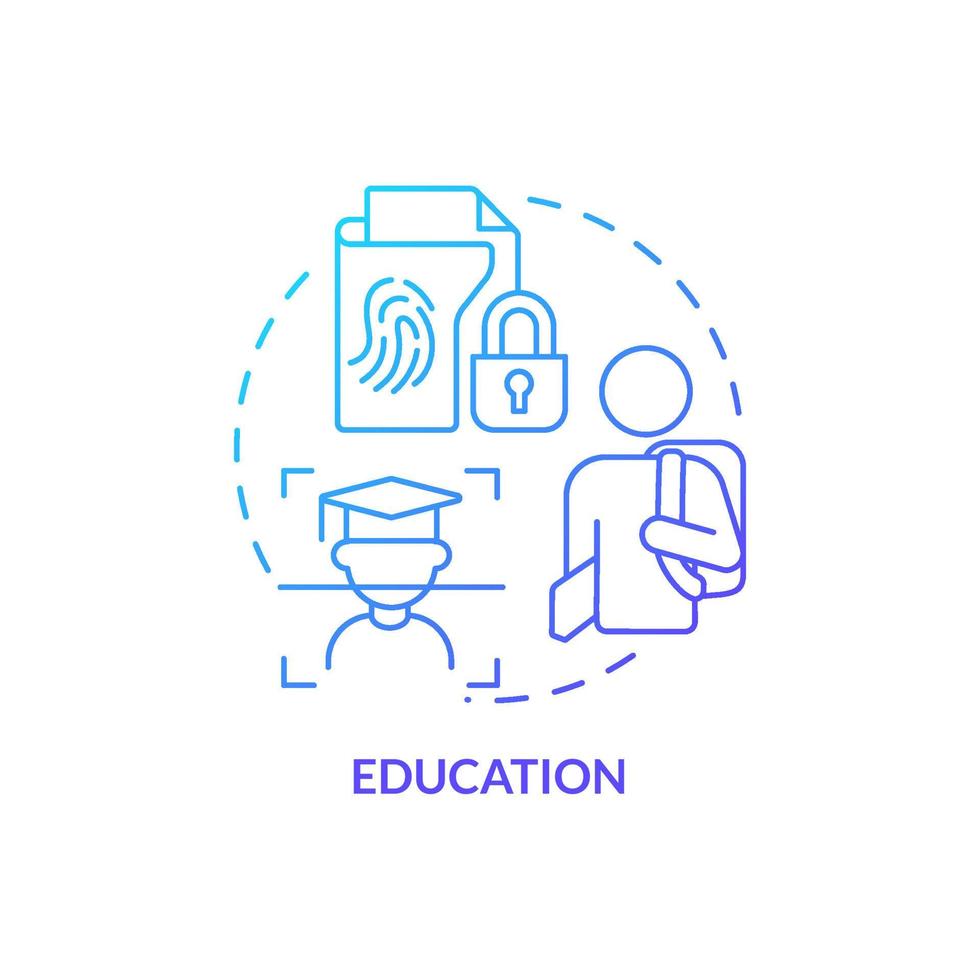 icono de concepto de gradiente azul de educación. aplicación de tecnología biométrica idea abstracta ilustración de línea delgada. sistema de seguridad en las escuelas. dibujo de contorno aislado. vector