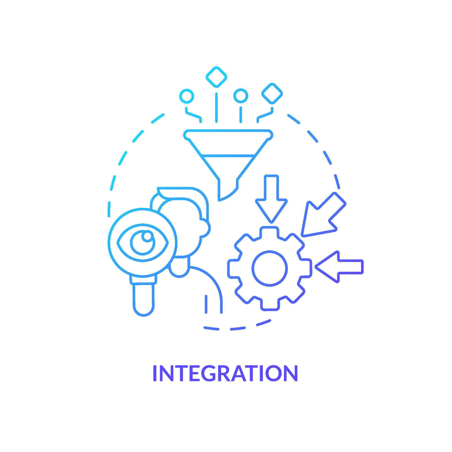 Integration blue gradient concept icon. Business process. Element of