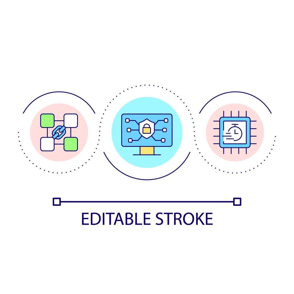 Protected internet networks loop concept icon. Build online security. Short term operations. Safety abstract idea thin line illustration. Isolated outline drawing. Editable stroke. vector