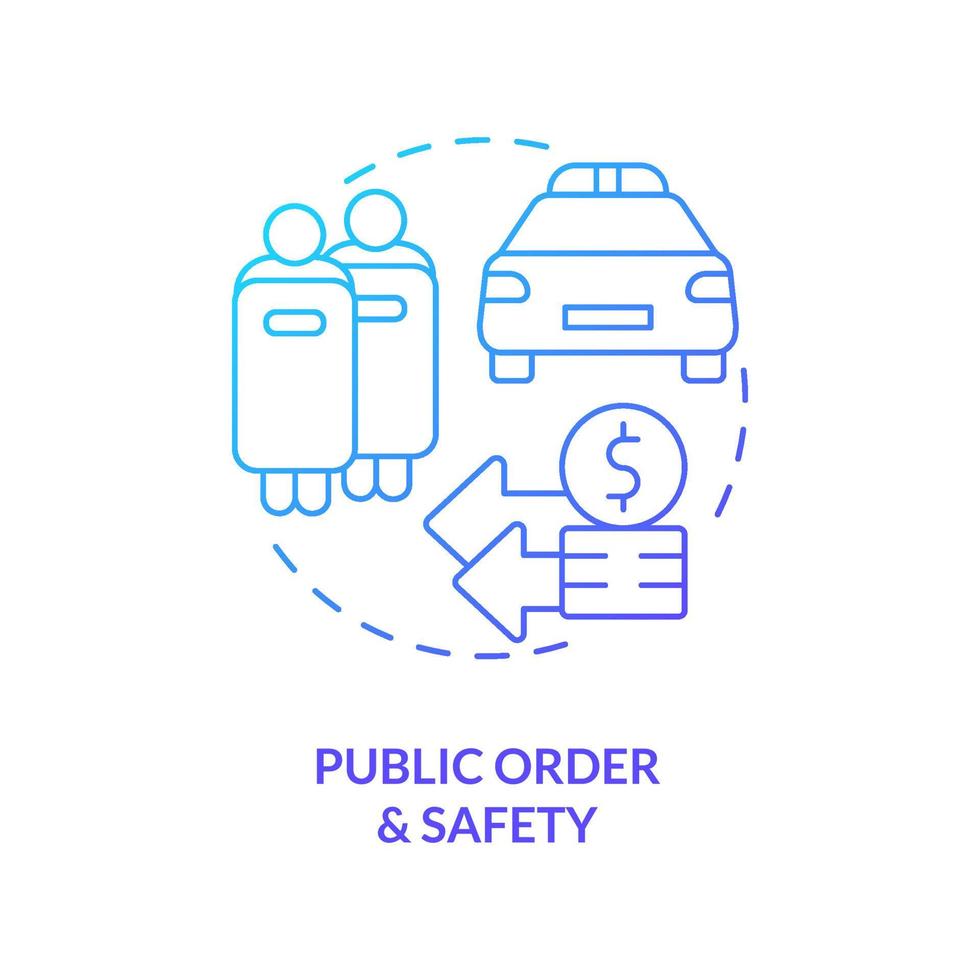 Public order and safety blue gradient concept icon. Police and protection services. Expenditures abstract idea thin line illustration. Isolated outline drawing. vector