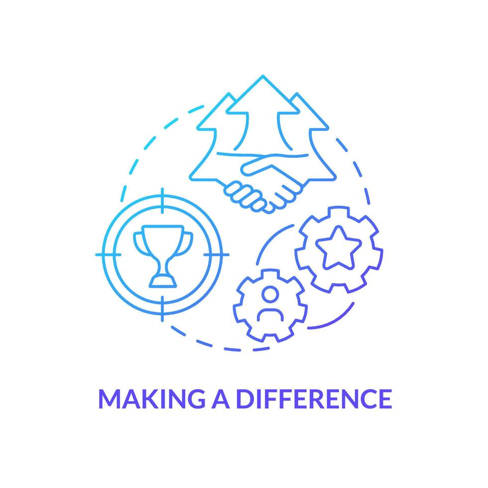 Making difference blue gradient concept icon. Organizational culture abstract idea thin line illustration. Achieving goal together. Collaboration. Isolated outline drawing. vector