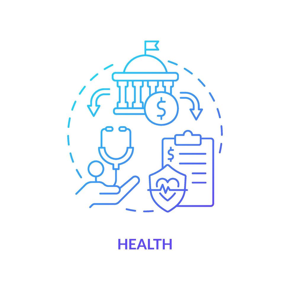 icono de concepto de gradiente azul de salud. financiación de los servicios de salud. apoyo federal. gastos idea abstracta ilustración de línea delgada. dibujo de contorno aislado. vector