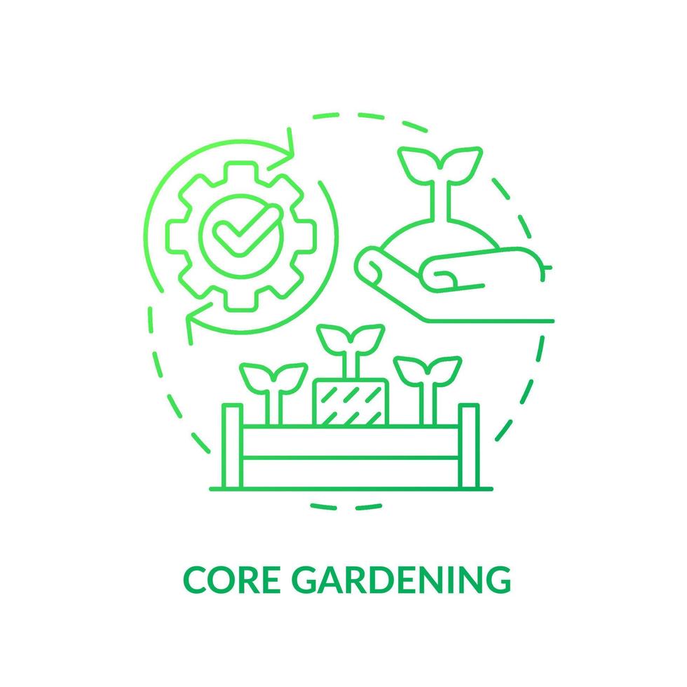 Core gardening green gradient concept icon. Raised bed planting. Add straw. Gardening method abstract idea thin line illustration. Isolated outline drawing. vector